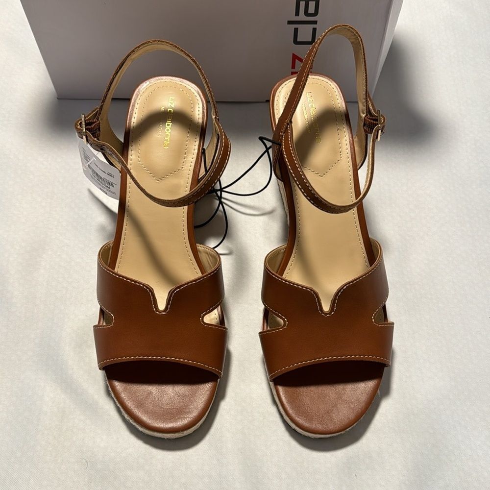 Liz Claiborne Wedge Sandals Womens 10 Brown Memory Foam - Picture 2 of 6
